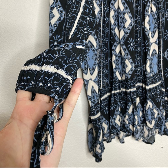 Free People Paisley Tunic Long Fit Blue Top - Picture 2 of 8